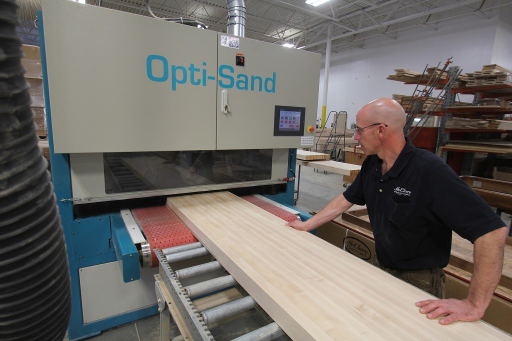 McClureButcherBlockRotarySander2-1024x682 A Look Inside McClure's Grand Rapids Woodworking Factory