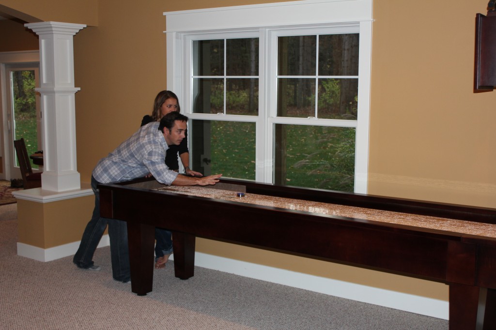 shuffleboard table with electronic scoring