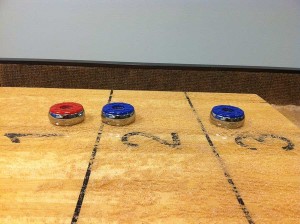 Shuffleboard Pucks Corner Shot